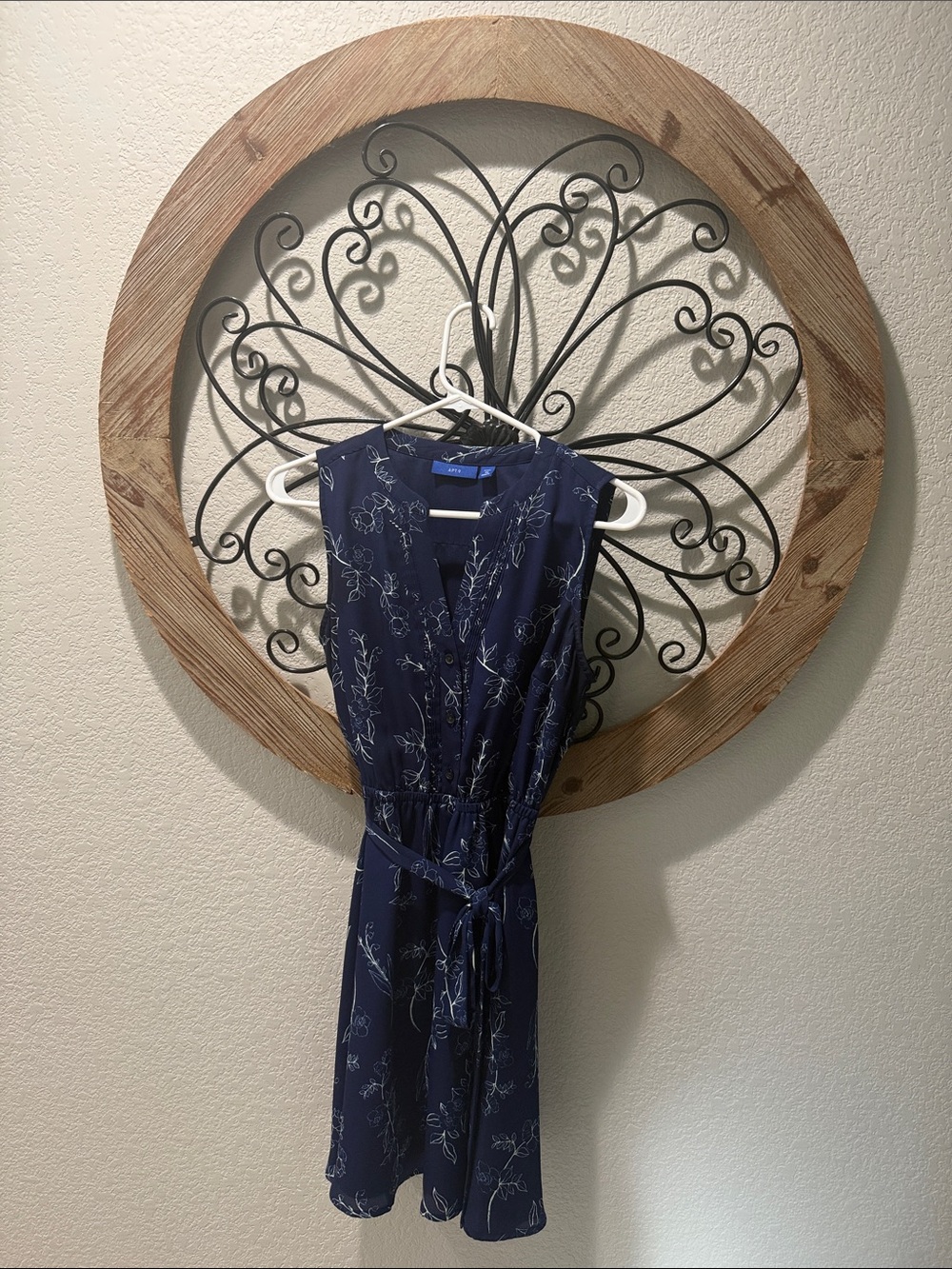 Apt. 9 Navy Floral Belted Sleeveless Dress
